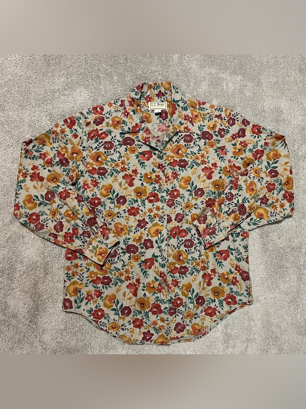 Vintage LL Bean Floral Button Up Shirt Womens 8 USA Made 100% Cotton